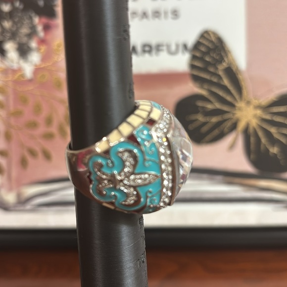 LAUREN G ADAMS STERLING SILVER 925 RING FLEUR DE LIS CZ CLEAR ENAMEL - Picture 13 of 14